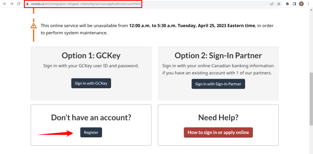 Crear cuenta para solicitar la visa de Canada